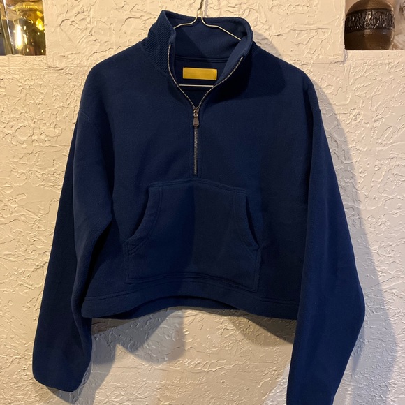New Yellow Label Co. Polar Quarter Zip crop in Blue, Size S - Picture 2 of 11